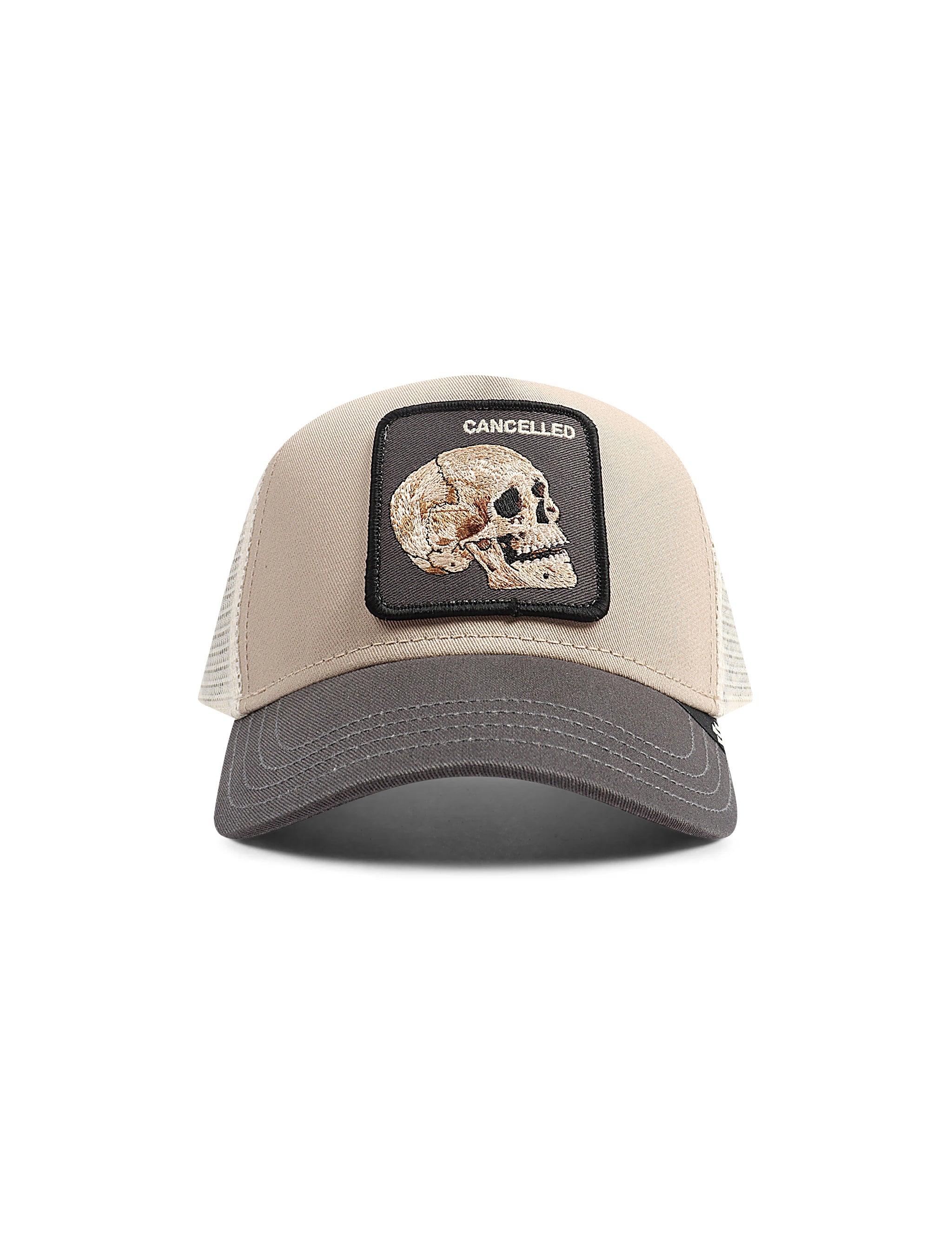 Goorin Bros Cancelled Skull Trucker Hat - Beige/Grey